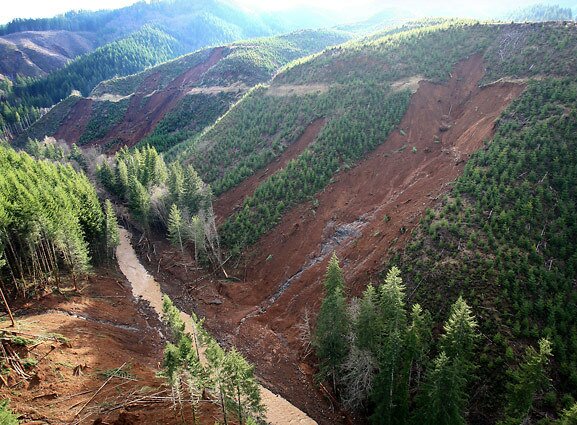 Seattle Times slide into stream